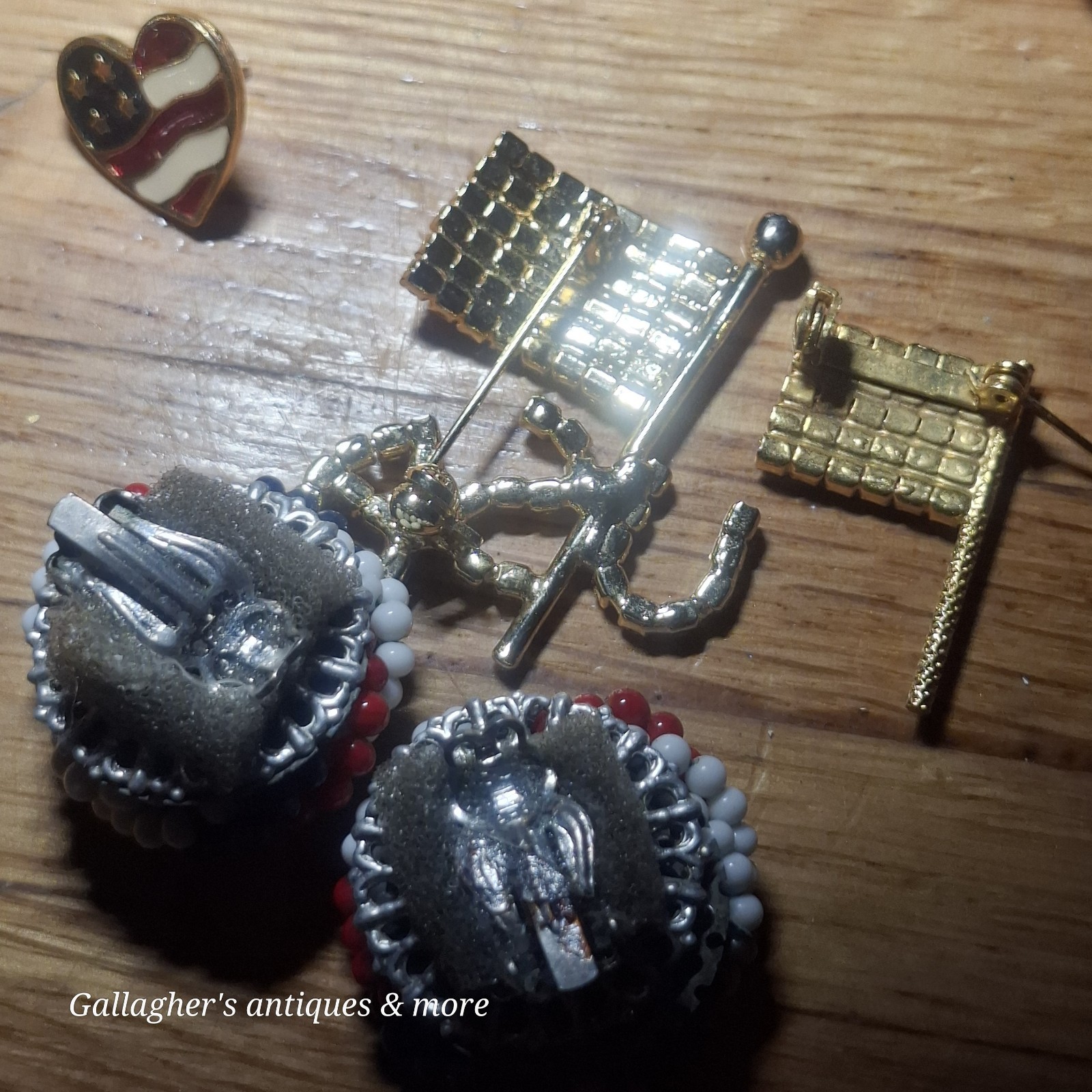 Vintage RED WHITE BLUE American Flag Jewelry Lot Patriotic USA 4th Of July 140