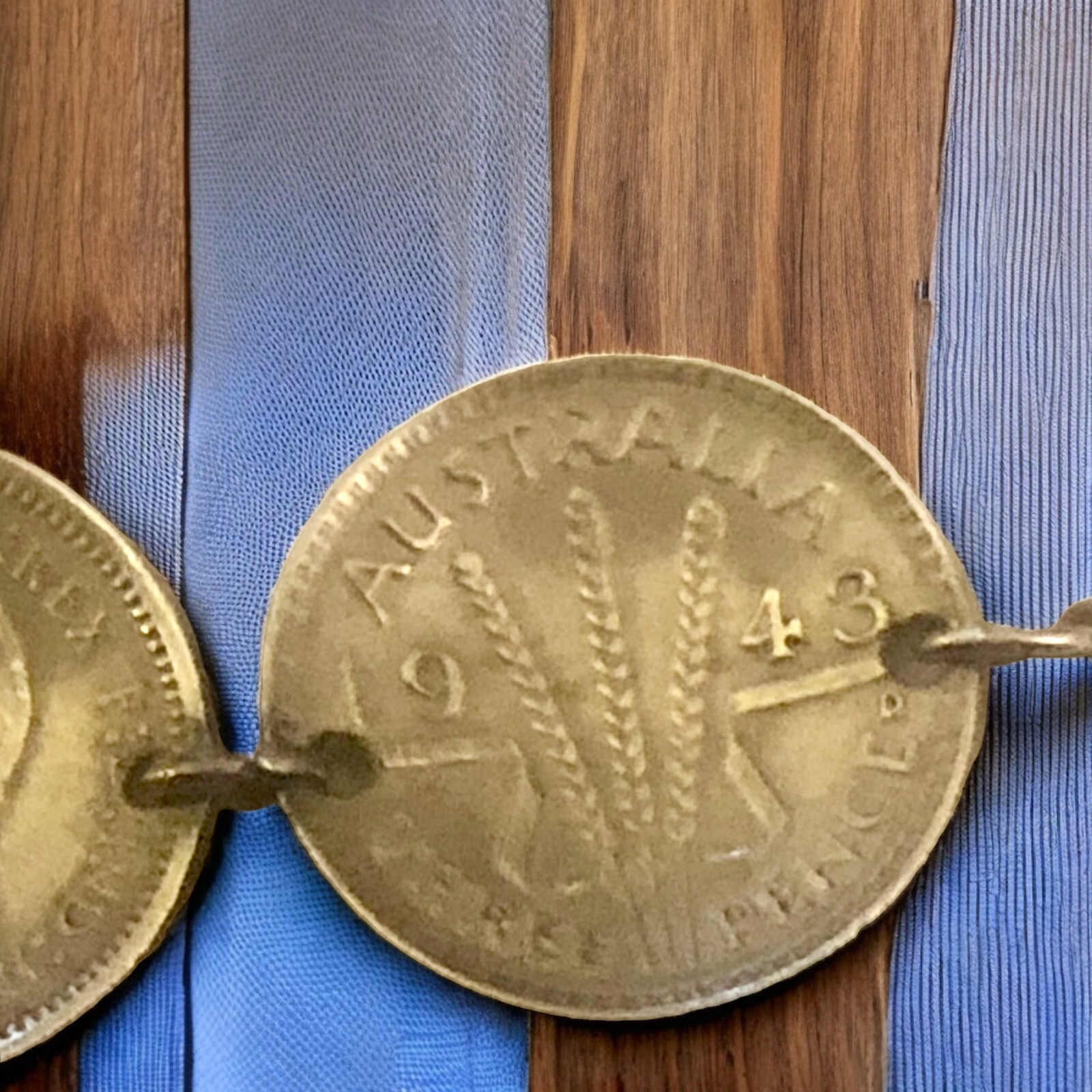 Silver Coins from Australia Necklace Three Pence 1943 Choker 15″