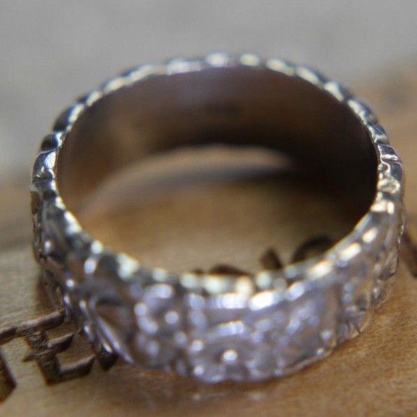 Forget Me Not Flower 0.925 STERLING SILVER Wedding Band vintage Ring size 5.5