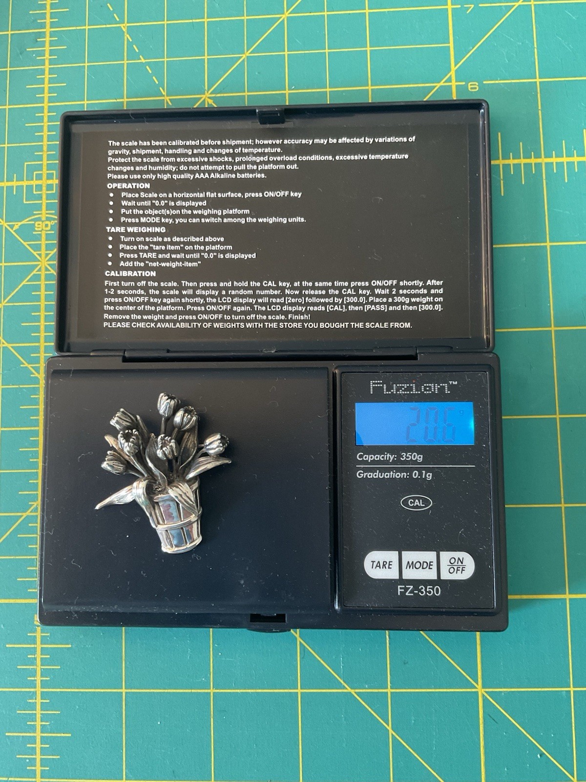 Sterling Silver Tulip Bouquet Basket Pin Brooch Vintage H&H 925 20.6g