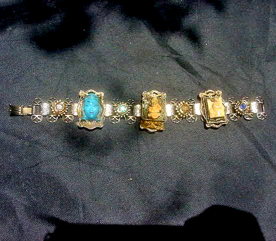 Jinn wishing genie blue Tara good luck talisman lucky charm bracelet Asian c1960