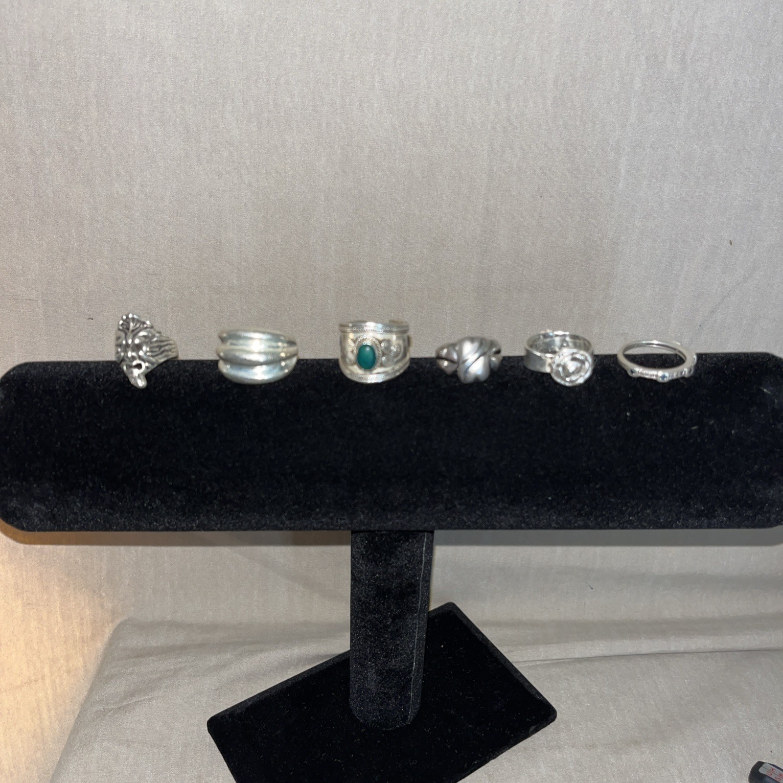 ❤️VTG LOT OF 6 STERLING RINGS FOLKLORE, MALACHITE ETC. 31g ‘READ DESCRIPTION’