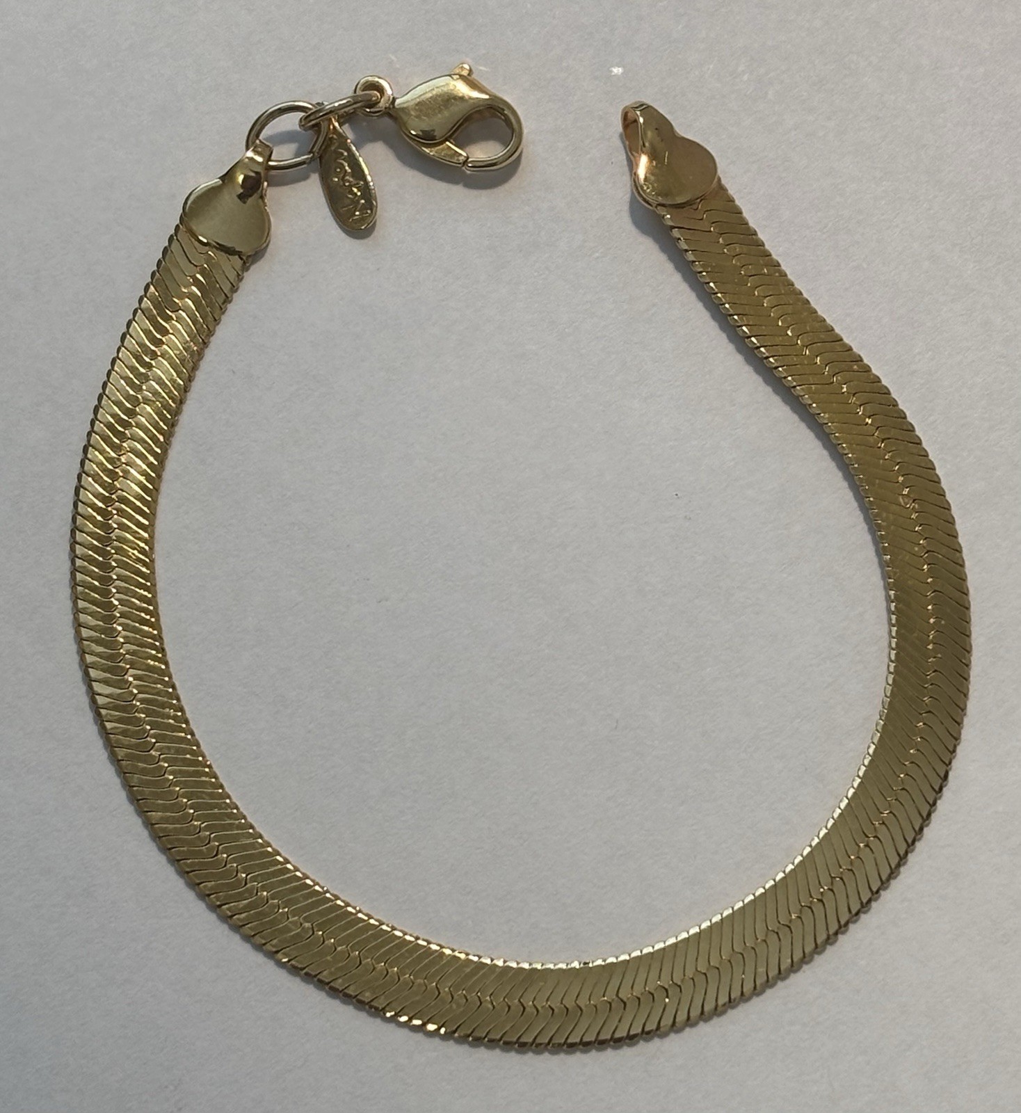 Vintage Napier Herringbone Bracelet, Gold Plated High-End Fashion Jewelry, 6mm