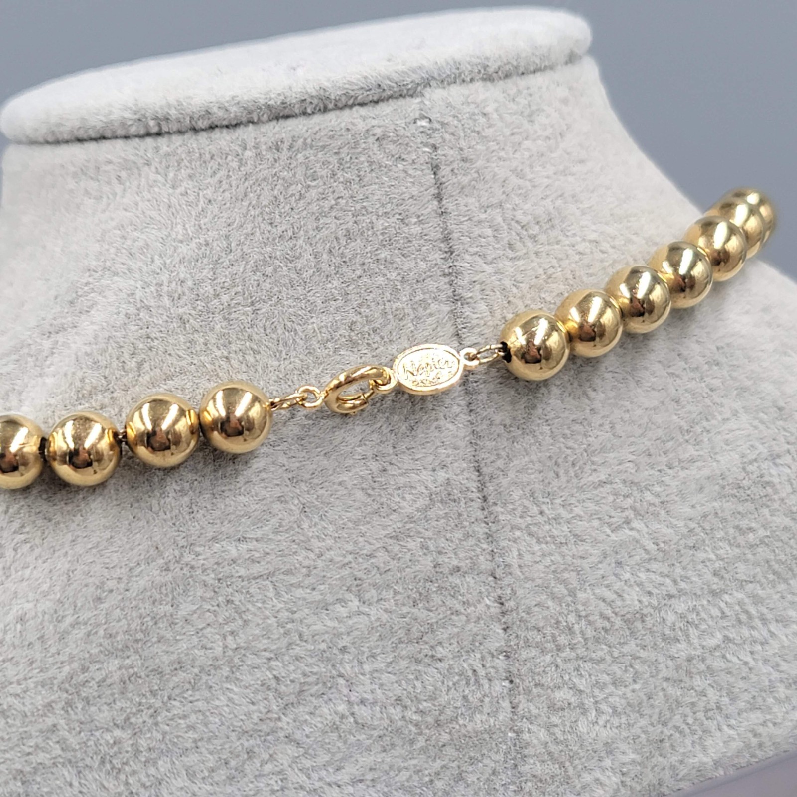 Vintage Napier Gold Plated Bead Chain Necklace 18 in
