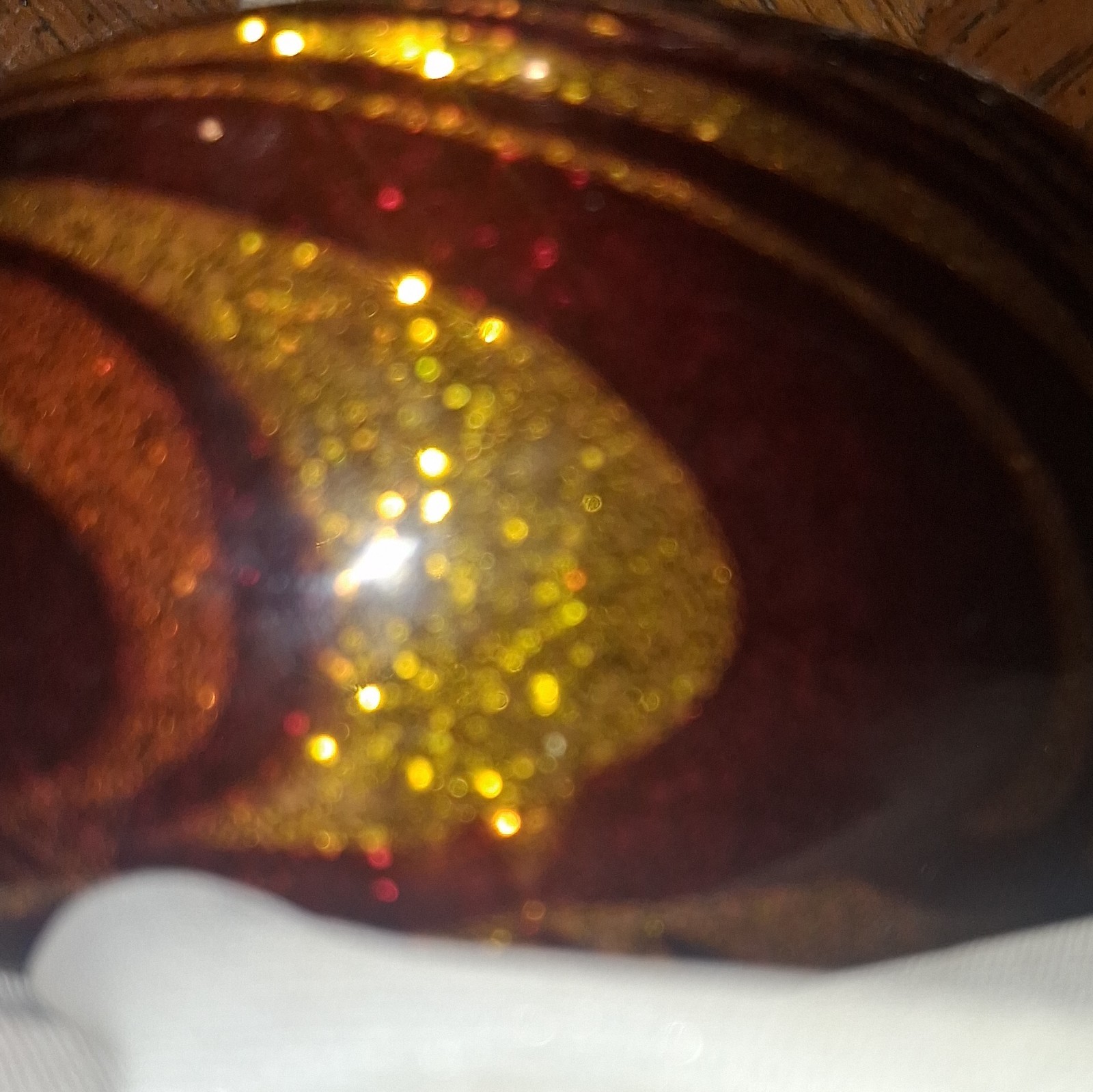 Vintage Swirl Pattern Bangle Acrylic Gold Glitter Brown Wave Chunky Statement