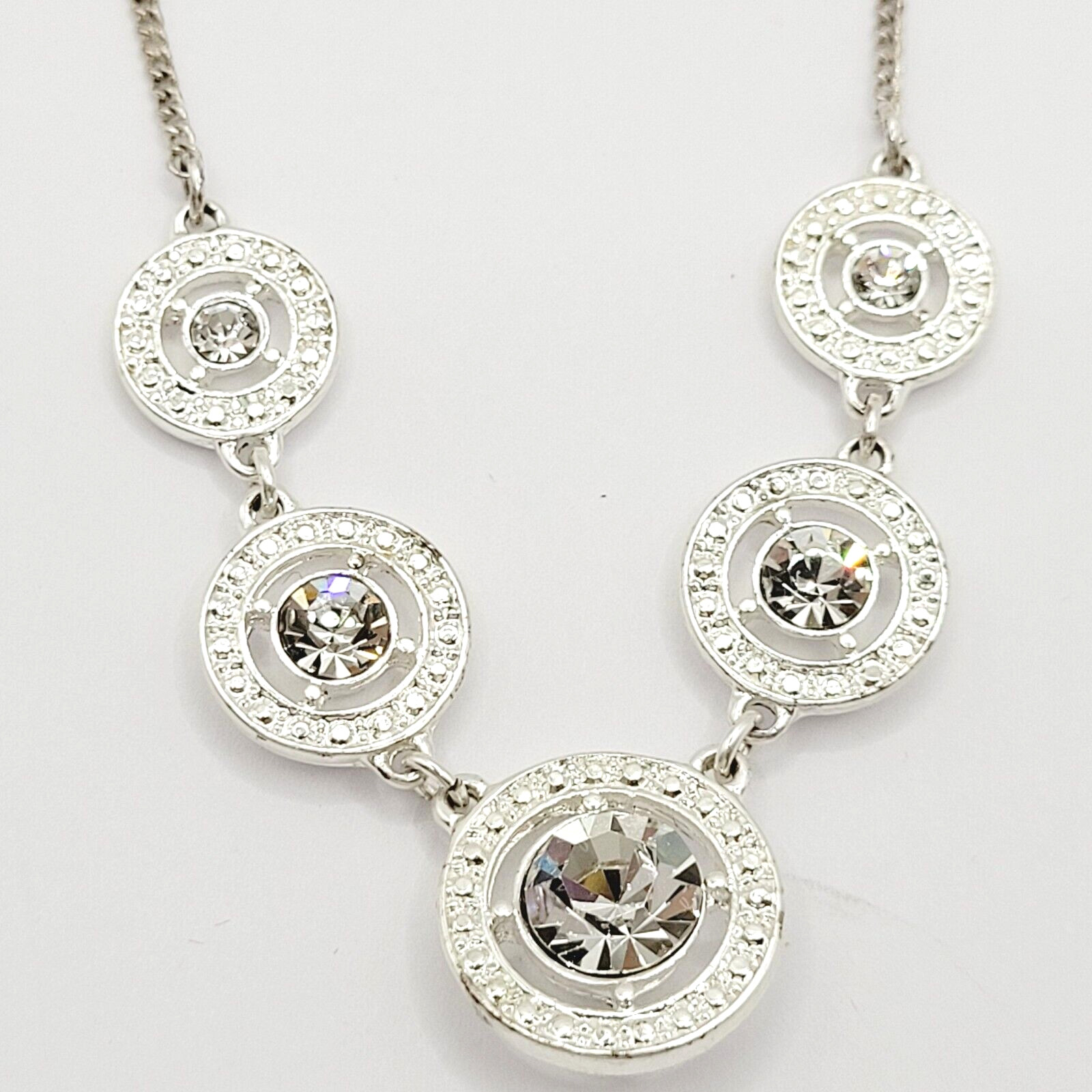 Avon NRT Professional Sparkling Rhinestone Silver Tone Metal Vintage Necklace