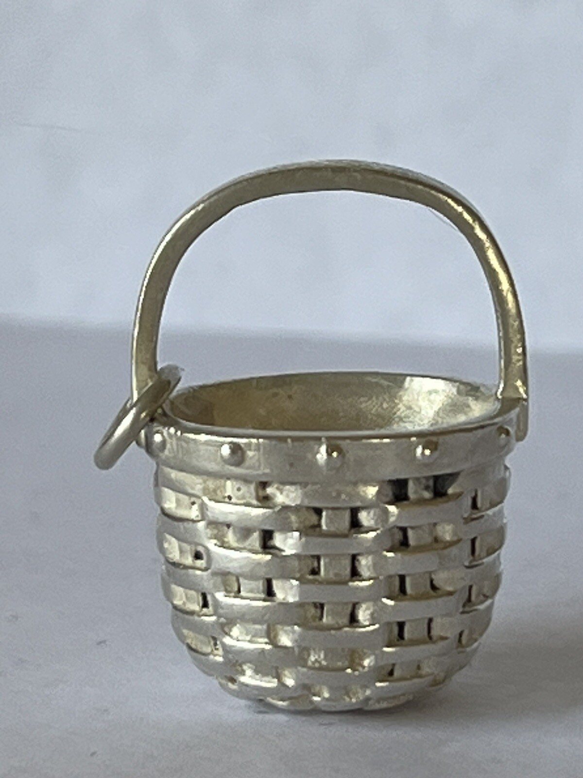 Sterling Silver Brown County Apple Basket Charm For Bracelet or Pendant