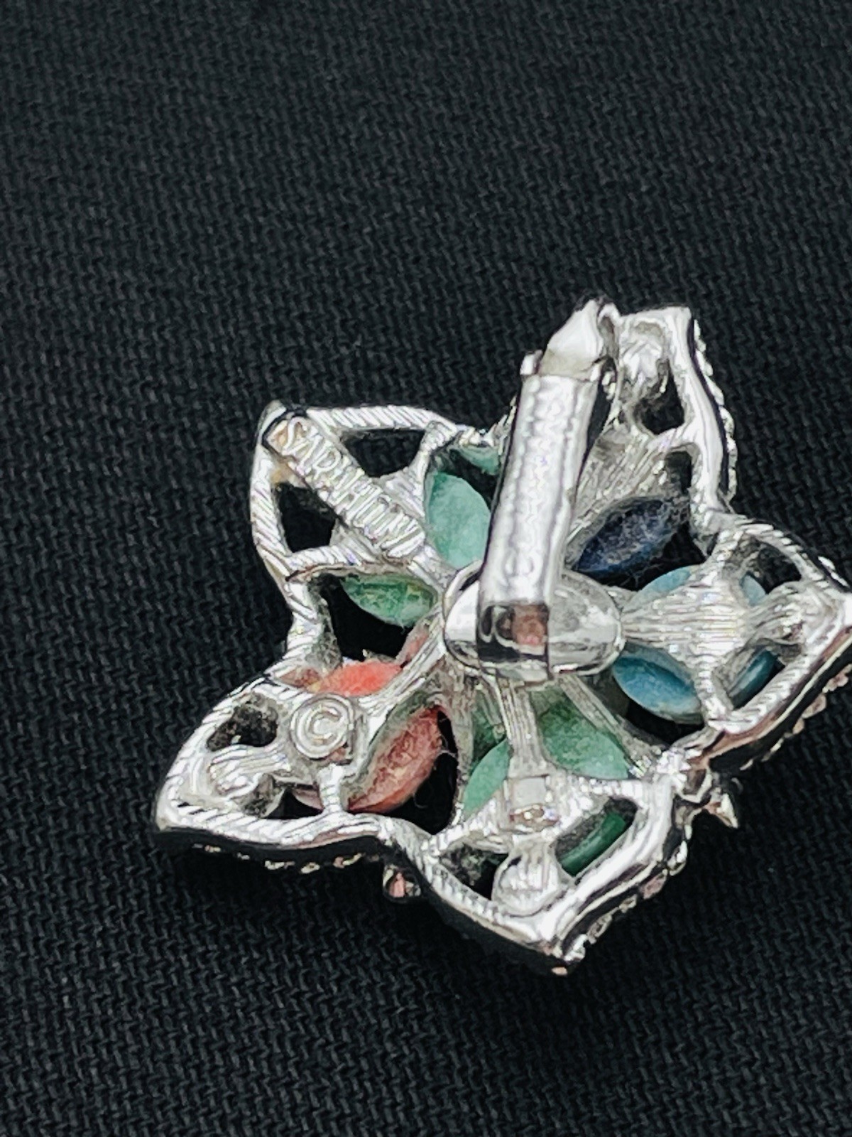 Sarah Coventry Multi-Stone Color Faux Pearl Filligree Clip Earrings Silver Tone