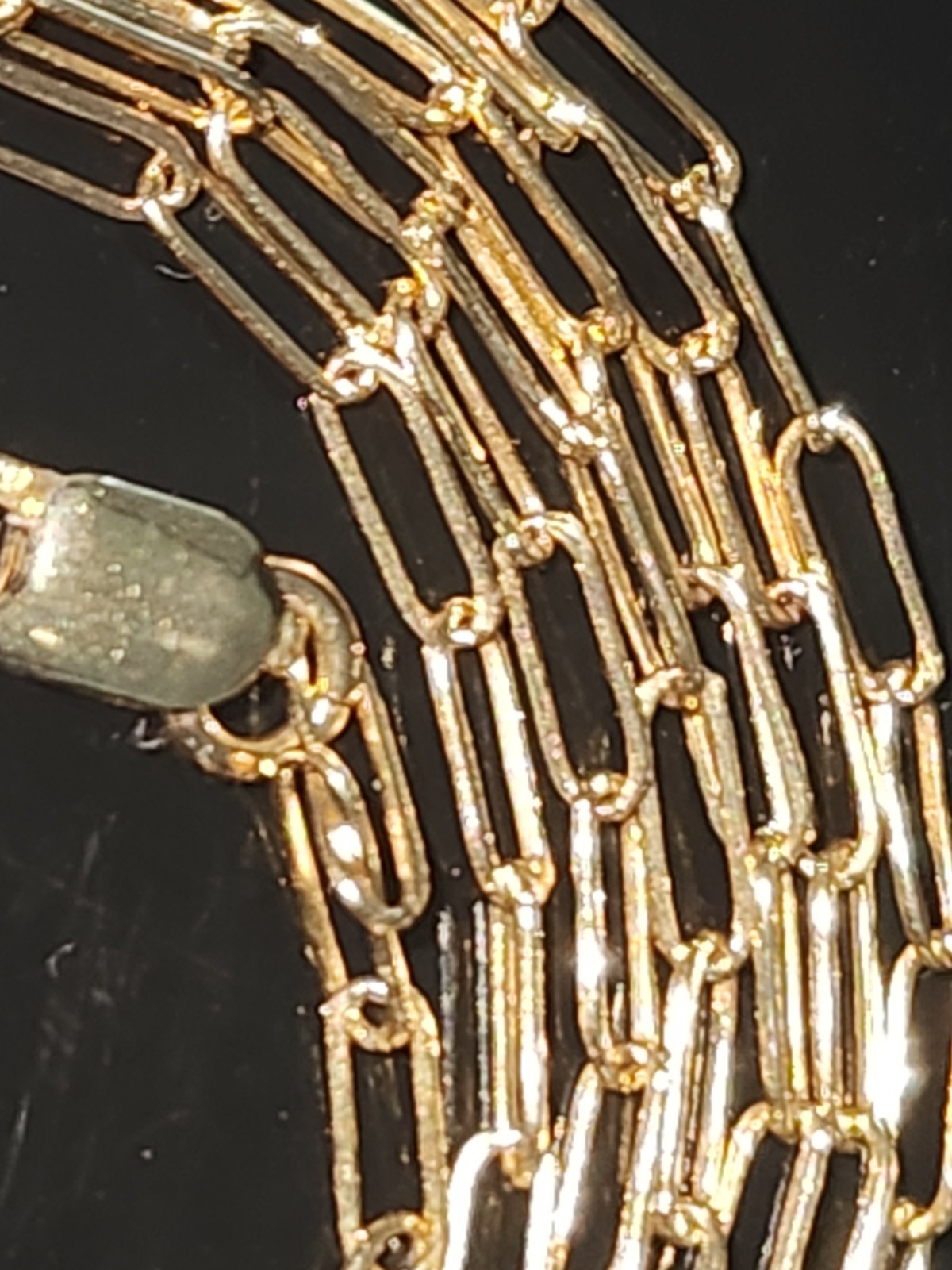 VTG 14K GOLD FILLED PAPERCLIP CHAIN ELONGATED LINKS LOBSTER CLOSURE NECKLACE 22″
