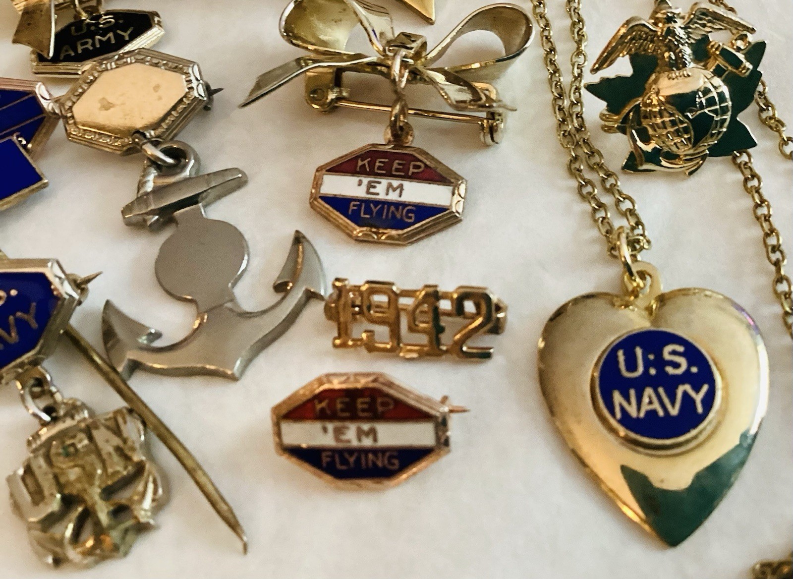 WW 2 – 1970 Era~US Military Branches~Sweetheart Home Front~Jewelry Lot