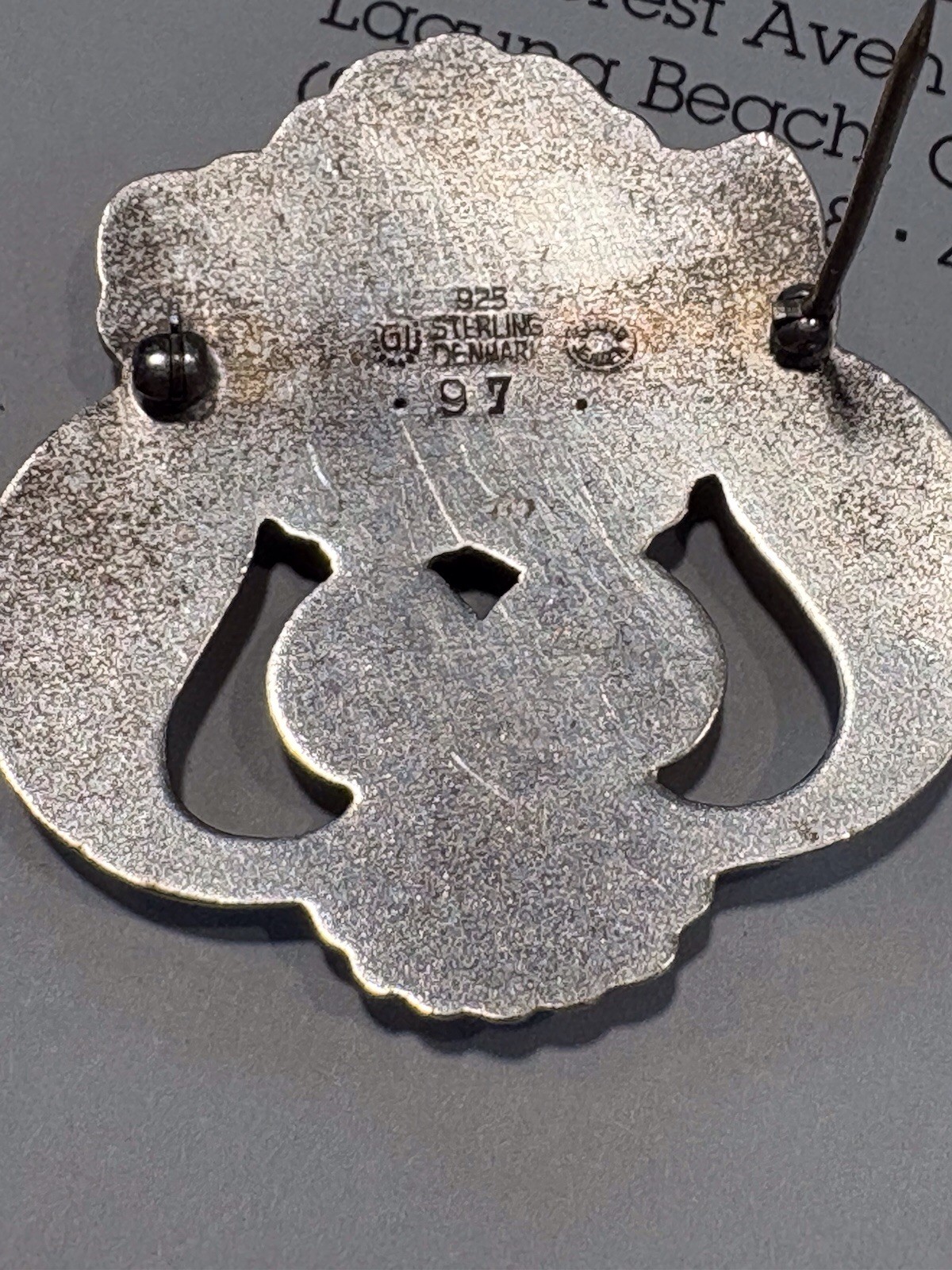 George Jensen Sterling Silver Brooch 2” width 1 5/8” Tall