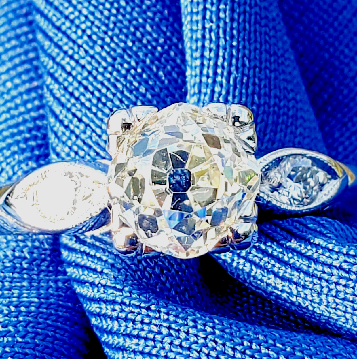 NATURAL EARTH MINED DIAMOND ORIGINAL Art DECO Engagement Ring PLATINUM Solitaire