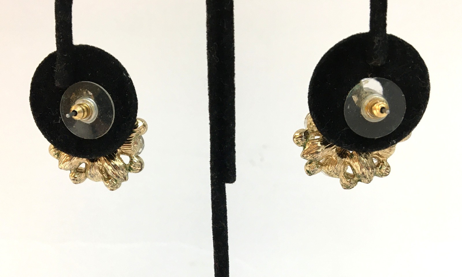 Rhinestone Cluster Earrings Gold Tone Lobe Post Vintage