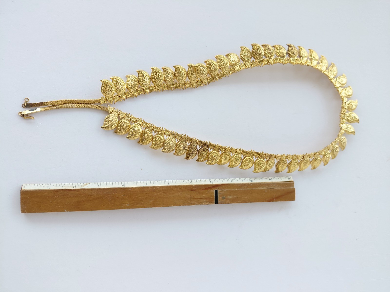 Vintage Necklace Indian Kundan Bridal Gold Tone Leaves Ornate