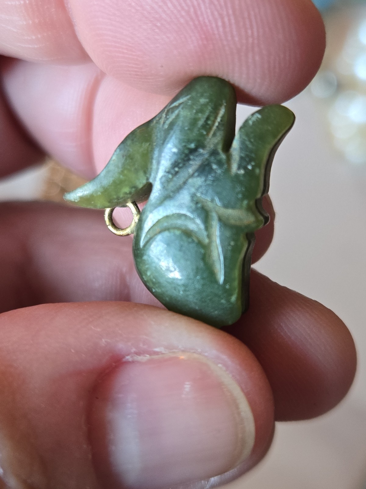 Vintage Jade Jadeite Rabbit Charm or Pendant.