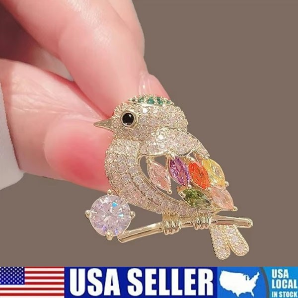 Sparkling Magpie Bird Brooch Pin-Rhinestone Crystal Jewelry for Women Dress/Coat