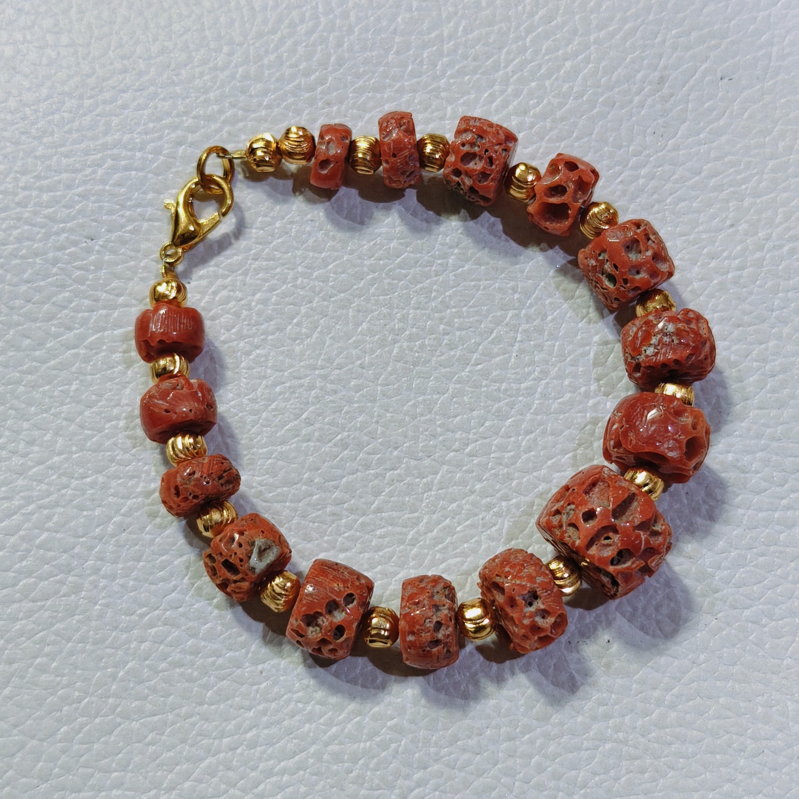 Vintage Natural Sea Coral Brass Bracelet Italy Coral Handmade Gemstone Bracelet