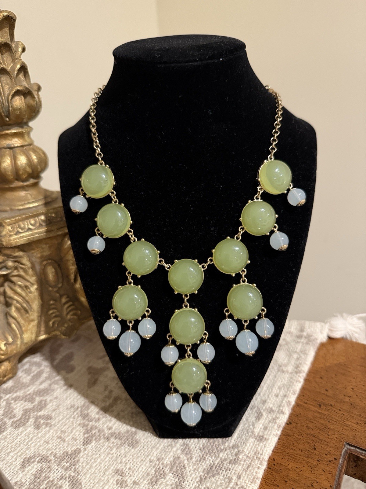 Vintage Green and Light Blue Statement Necklace