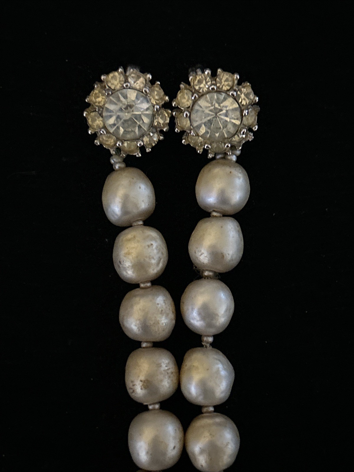 Judith McCann 40s Signed NY 58 Shuvon Pearl Necklace Dual-Hook Clasp CRYSTAL VTG