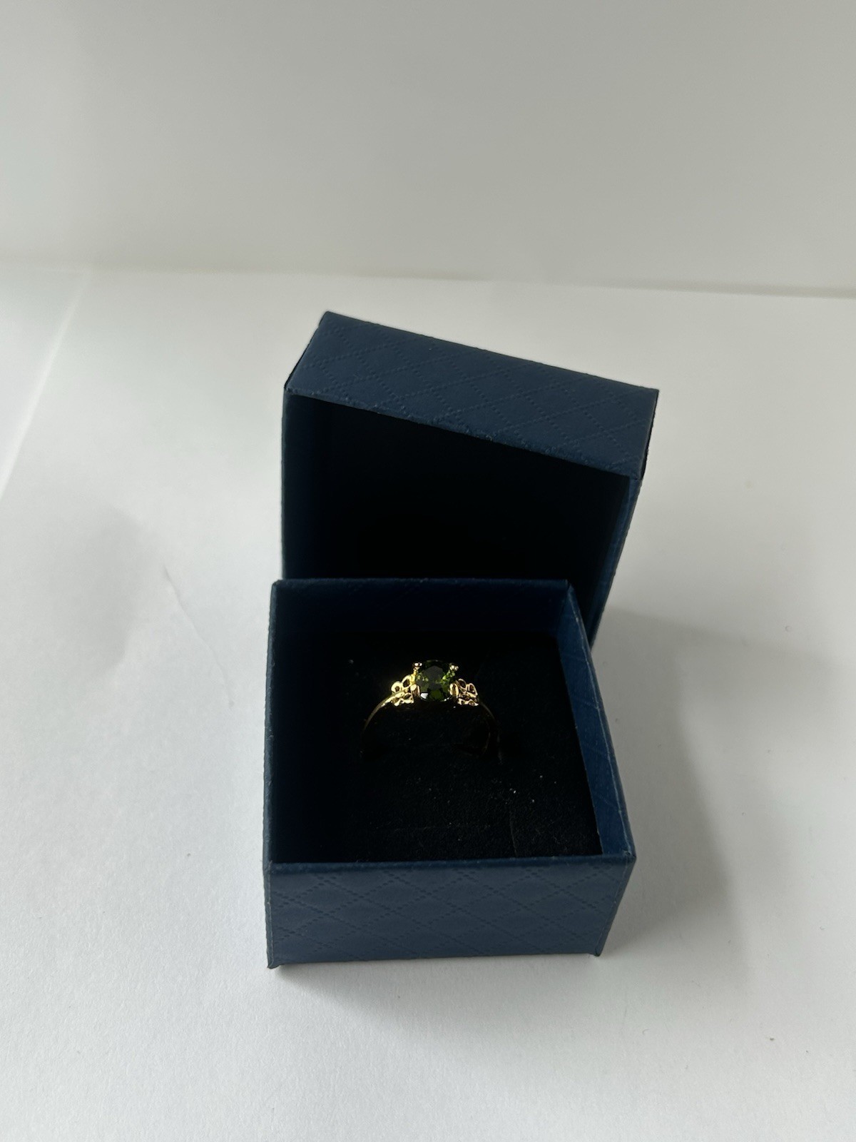Vintage Green Cubic Zirconia Ring Gold Plated Womens Size 7.5