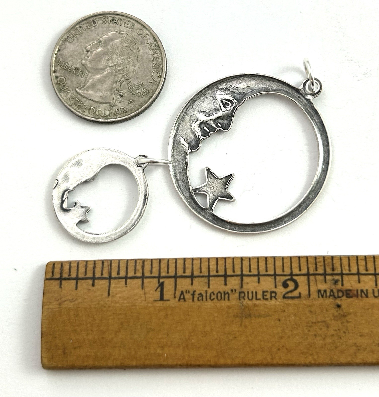 Moon Charm Pendant Lot Crescent Moon Star Celestial Silver Plated AS IS CRAFT