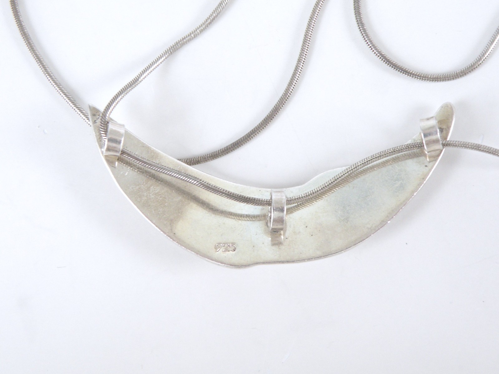 Vintage Sterling Silver 925 Artisan Modernist Rhodochrosite Slide Necklace