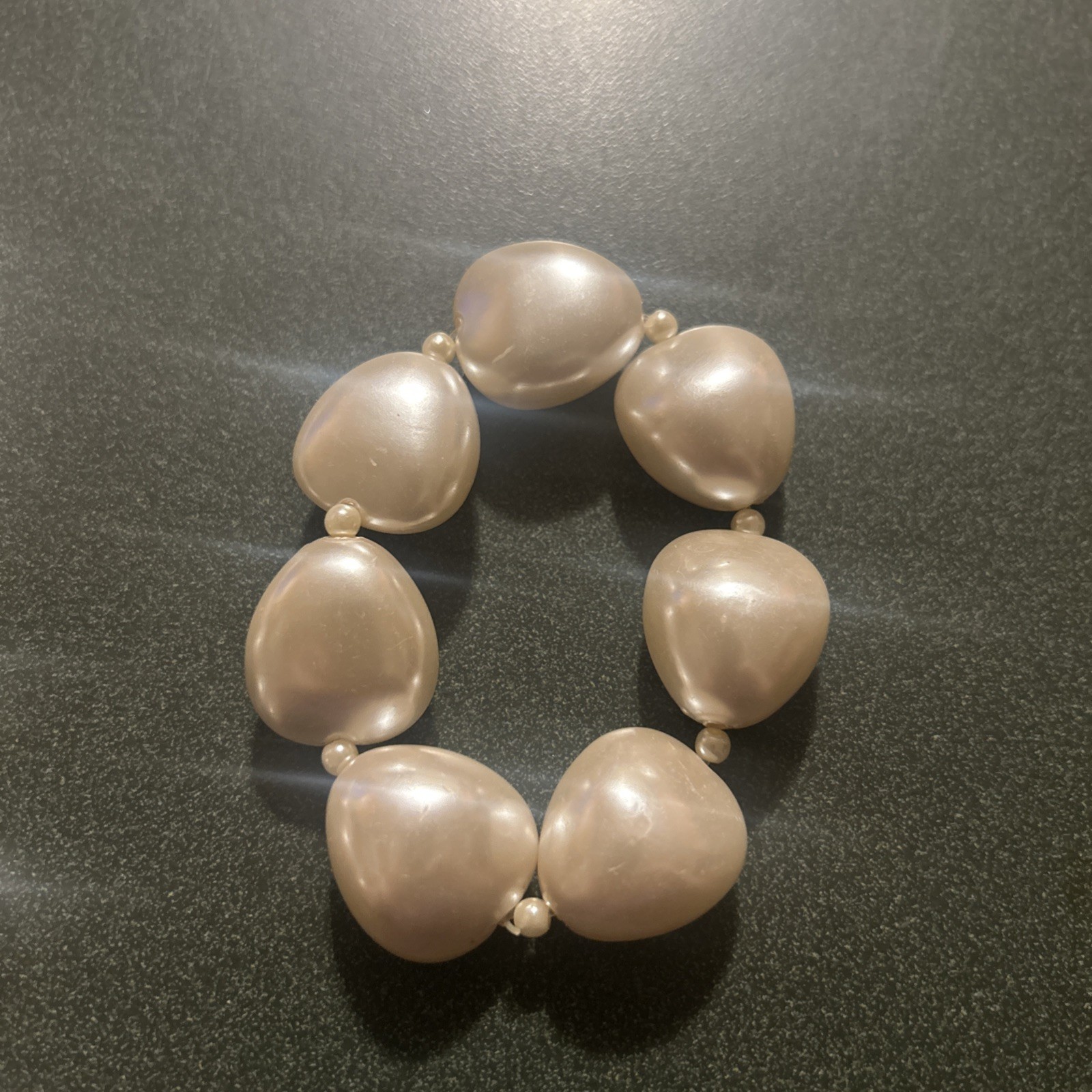 Stunning vintage 20in chunky Faux Pearl Bead necklace w/ chunky pearl bracelet