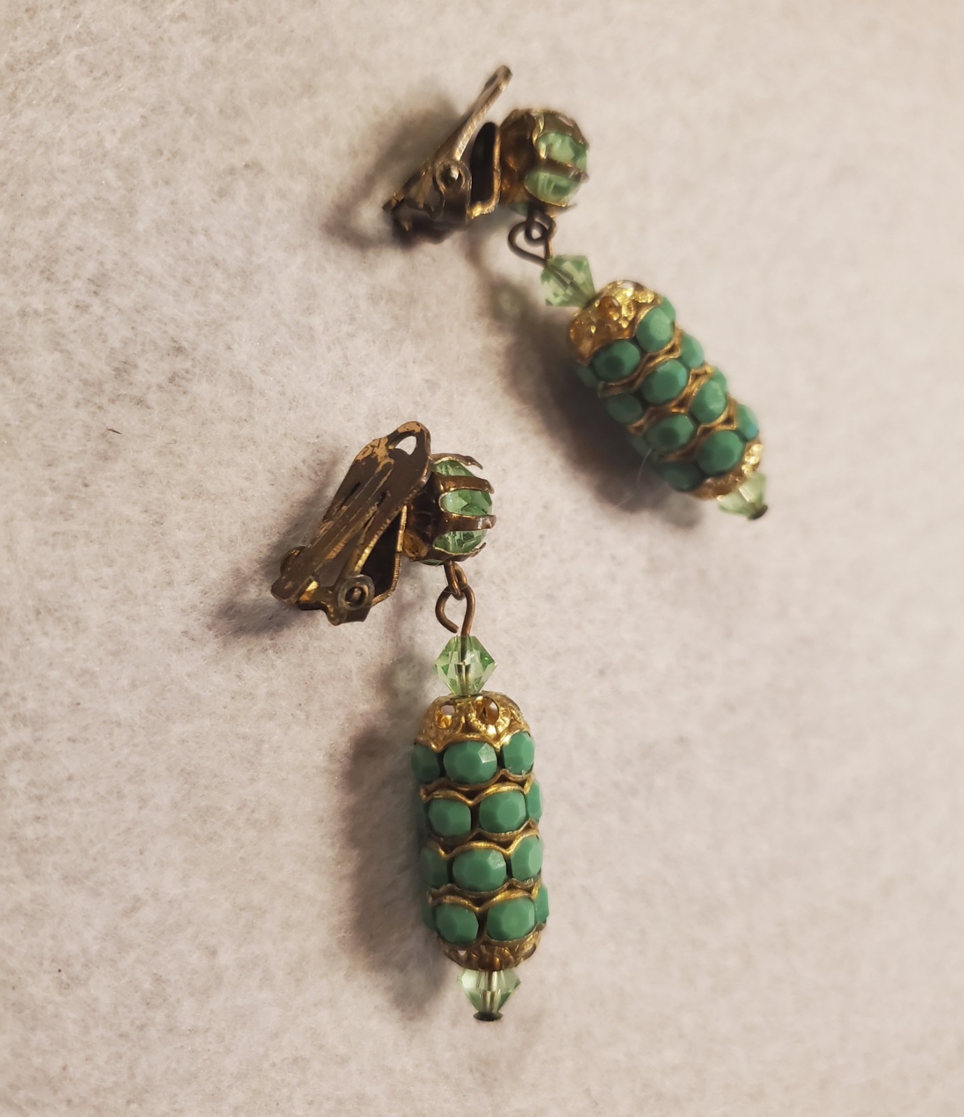 Vintage Austrian Green Crystal Dangle Earrings