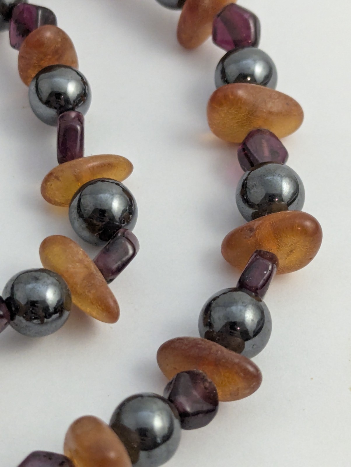 Vtg Handmade Necklace Lot Hematite Pearl Carnelian Garnet Beads Gold Filled