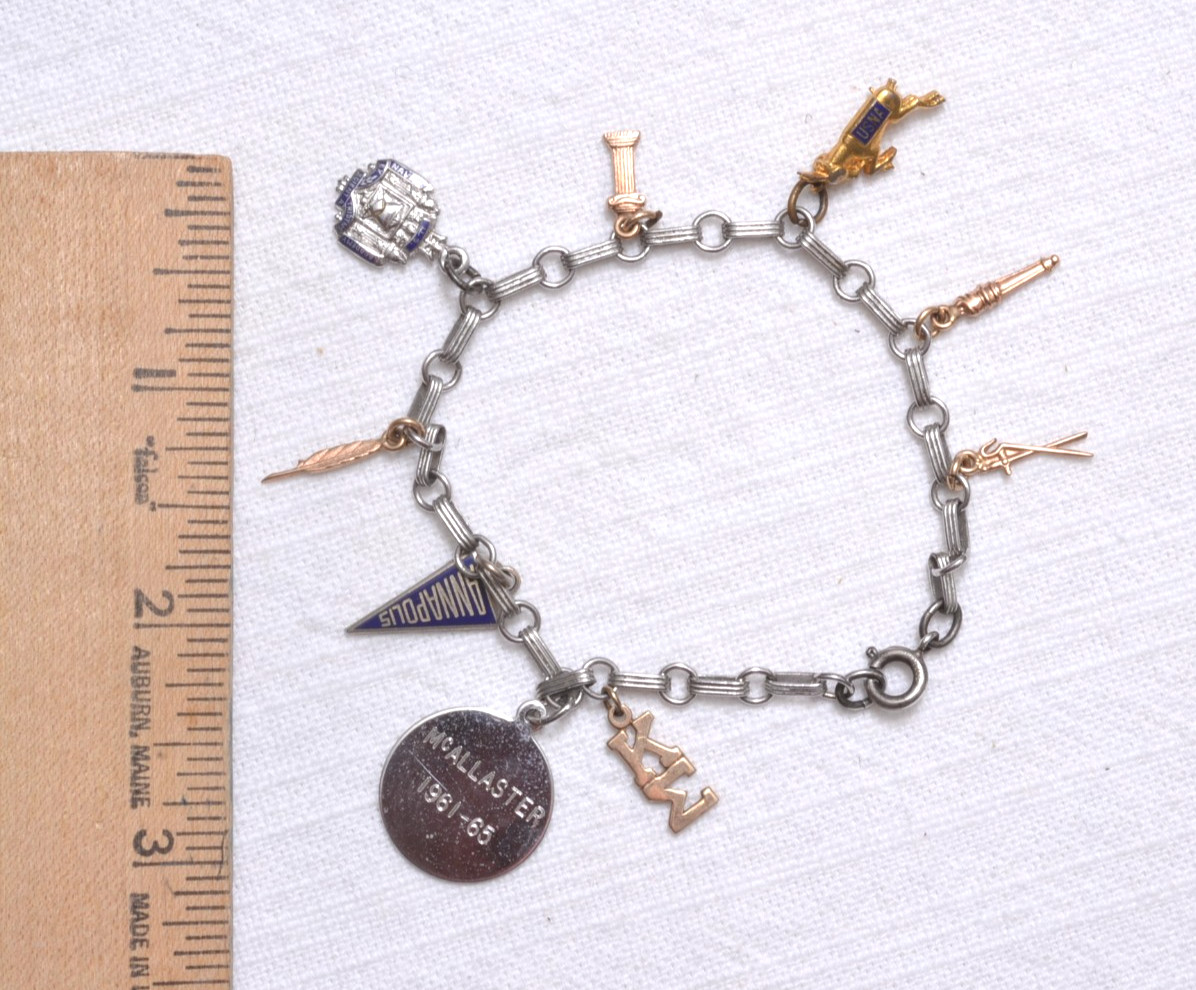 Vintage U.S. Naval Academy 9 Charm Bracelet 1960s 925 Sterling (Partial) USNA