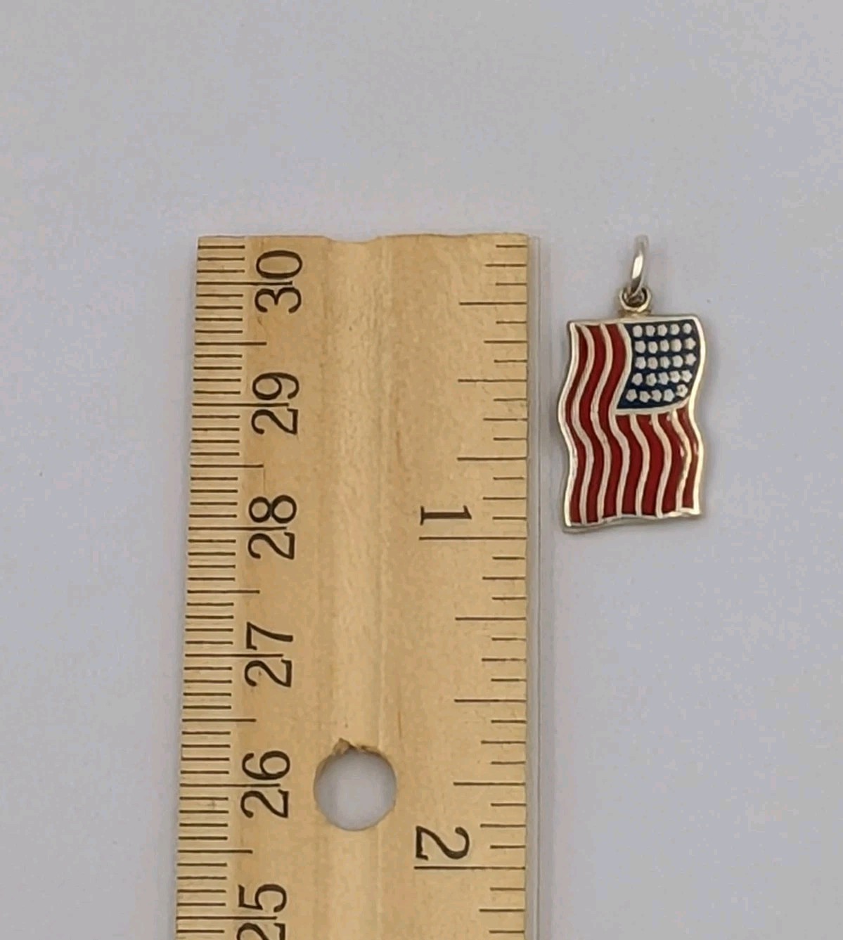 Vtg 925 Sterling Silver Blue Red Enamel American Flag Charm Waving USA Pendant