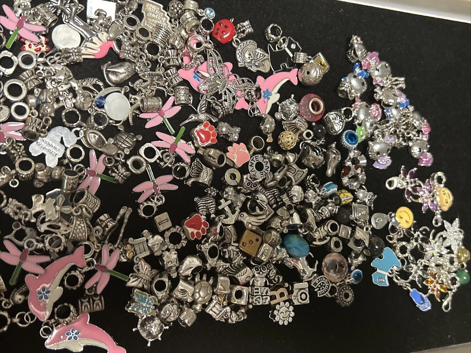 Vintage Lot 181 Charms Bead Spacer Clip Dangle Mix Rhinestone Enamel Collection
