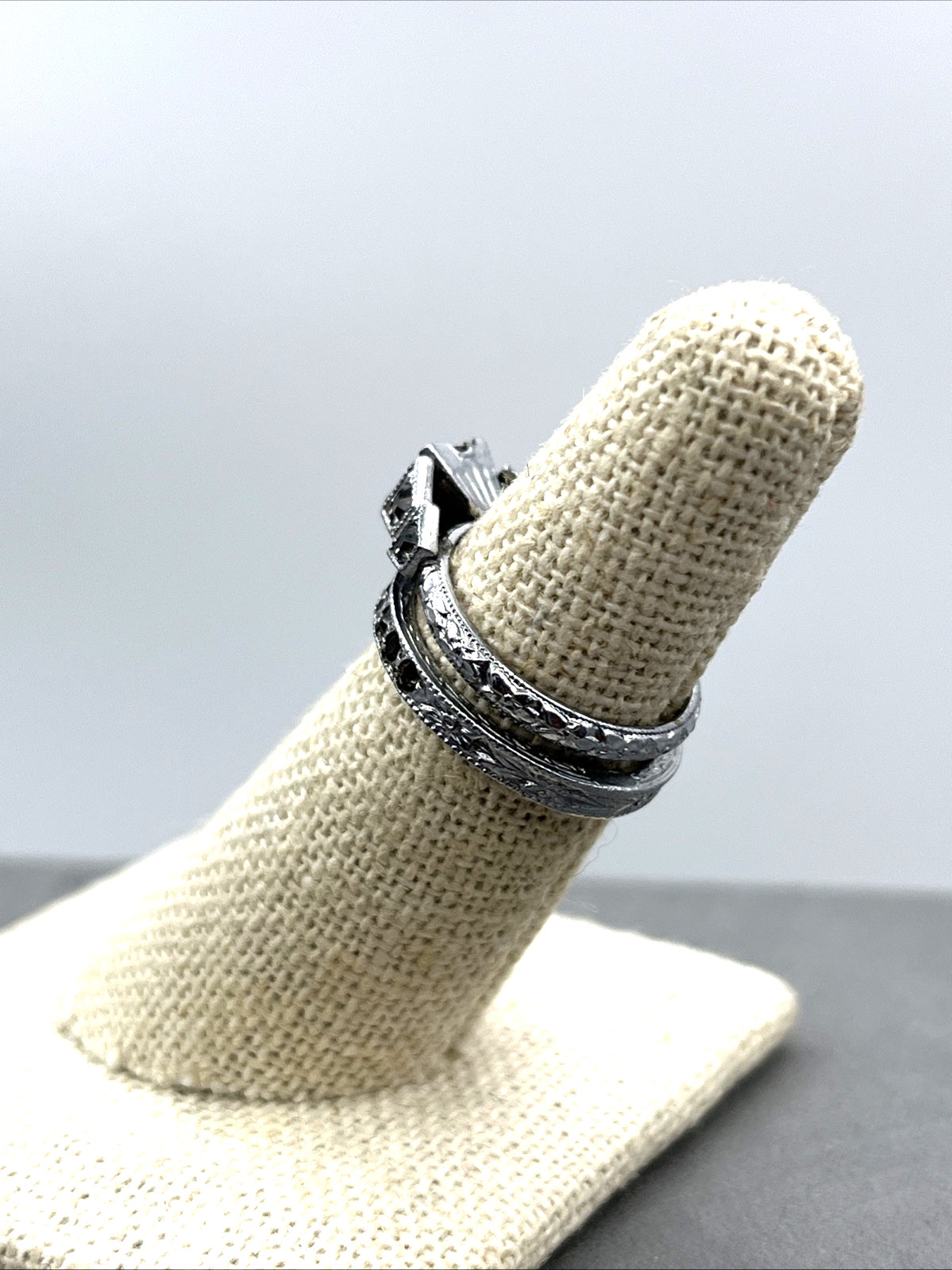 Vintage Little Nemo Paste Stone Ring Set Silver Tone Size 4.75 – 6