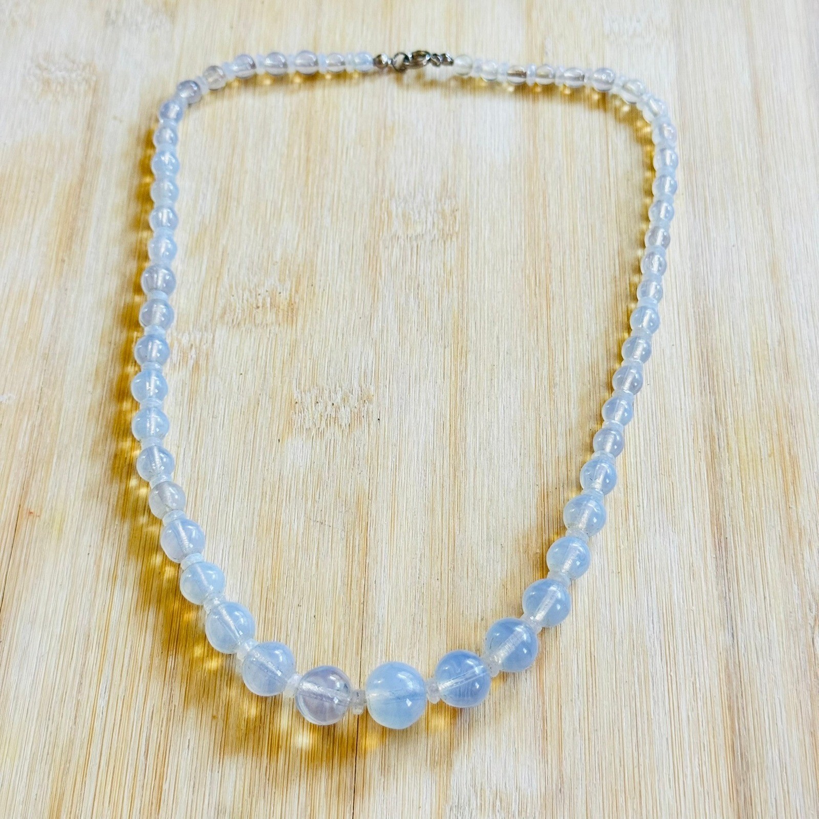 VTG Flapper Opalescent Art Deco Necklace Venetian Glass Murano Italy Graduated