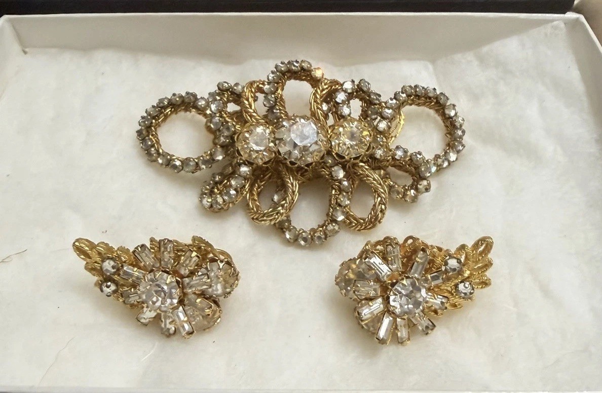 Vintage Rhinestone Jewelry Lot Haskell Weiss Juliana Crown Trifari Givenchy +