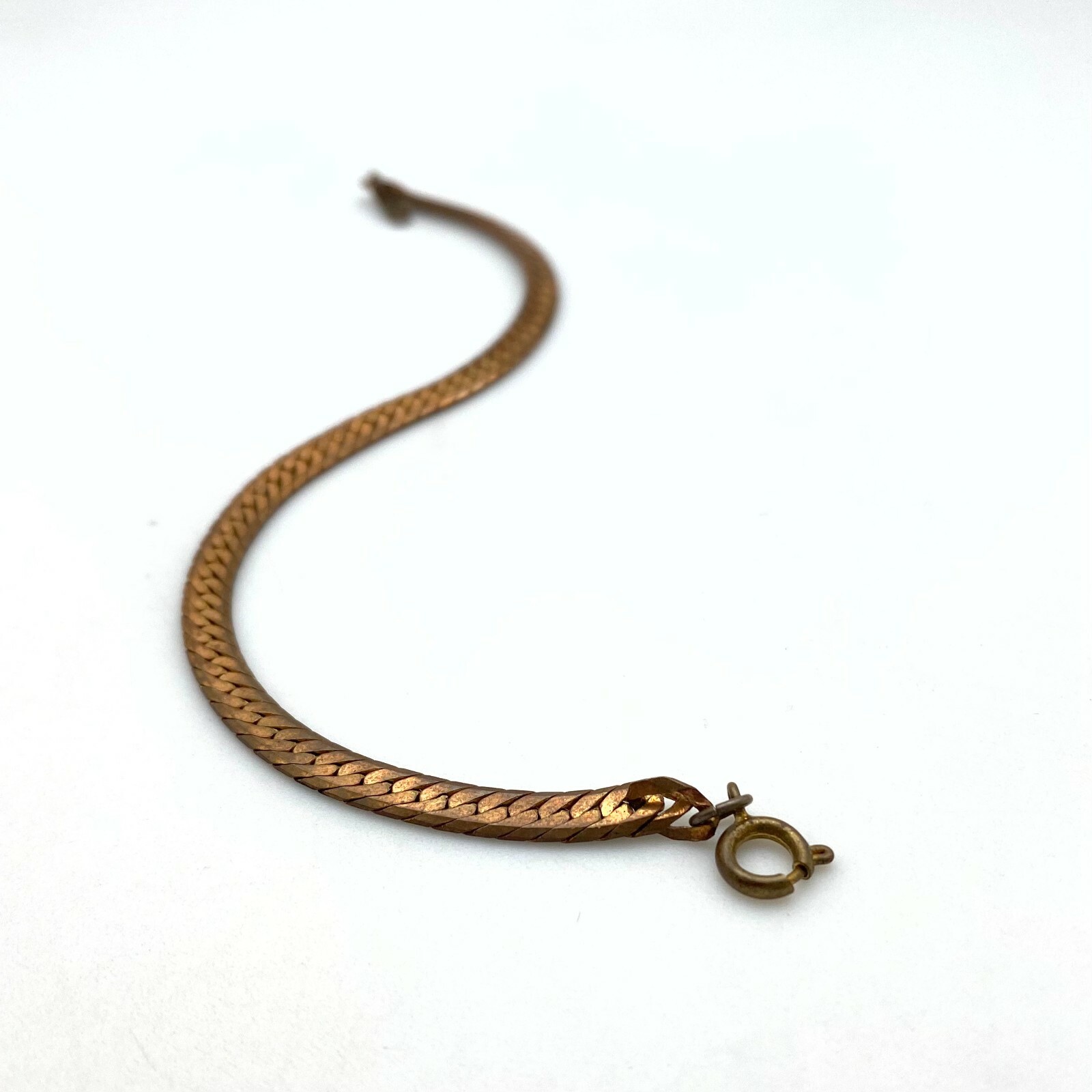 Vintage Brass Plated Snake Chain Bracelet (7.8 Inches) (FC44)