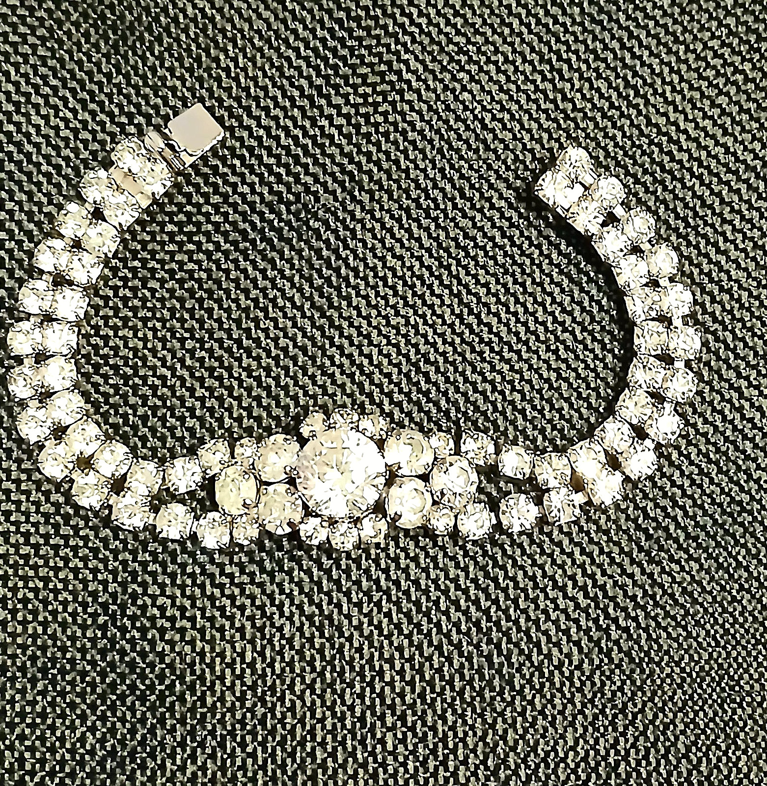 Vintage Austria 2-Layer Crystal Bracelet Bright Clear Crystals Signed Austria 7″