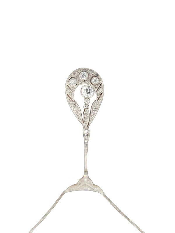 Art Deco Style Round Lab Created Diamond Wedding Gift 14K White Gold FN Pendant