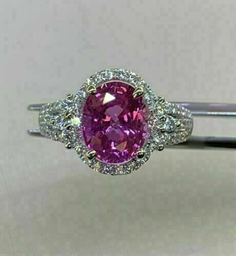 Art Deco Antique 3.40 Ct Pink Sapphire Vintage Wedding Ring 925 Sterling Silver