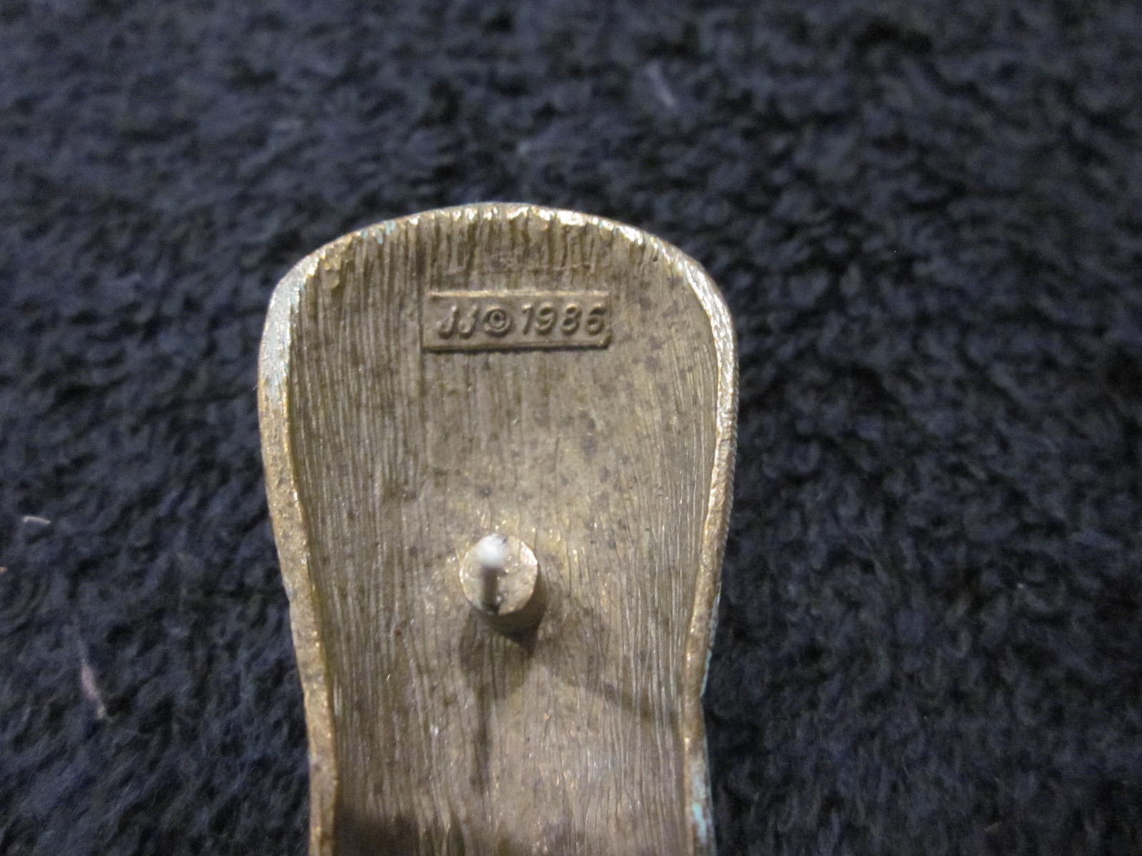 J J Jonette Signed Pewter Tiki / Indigenous / Islander / African Brooch Vintage