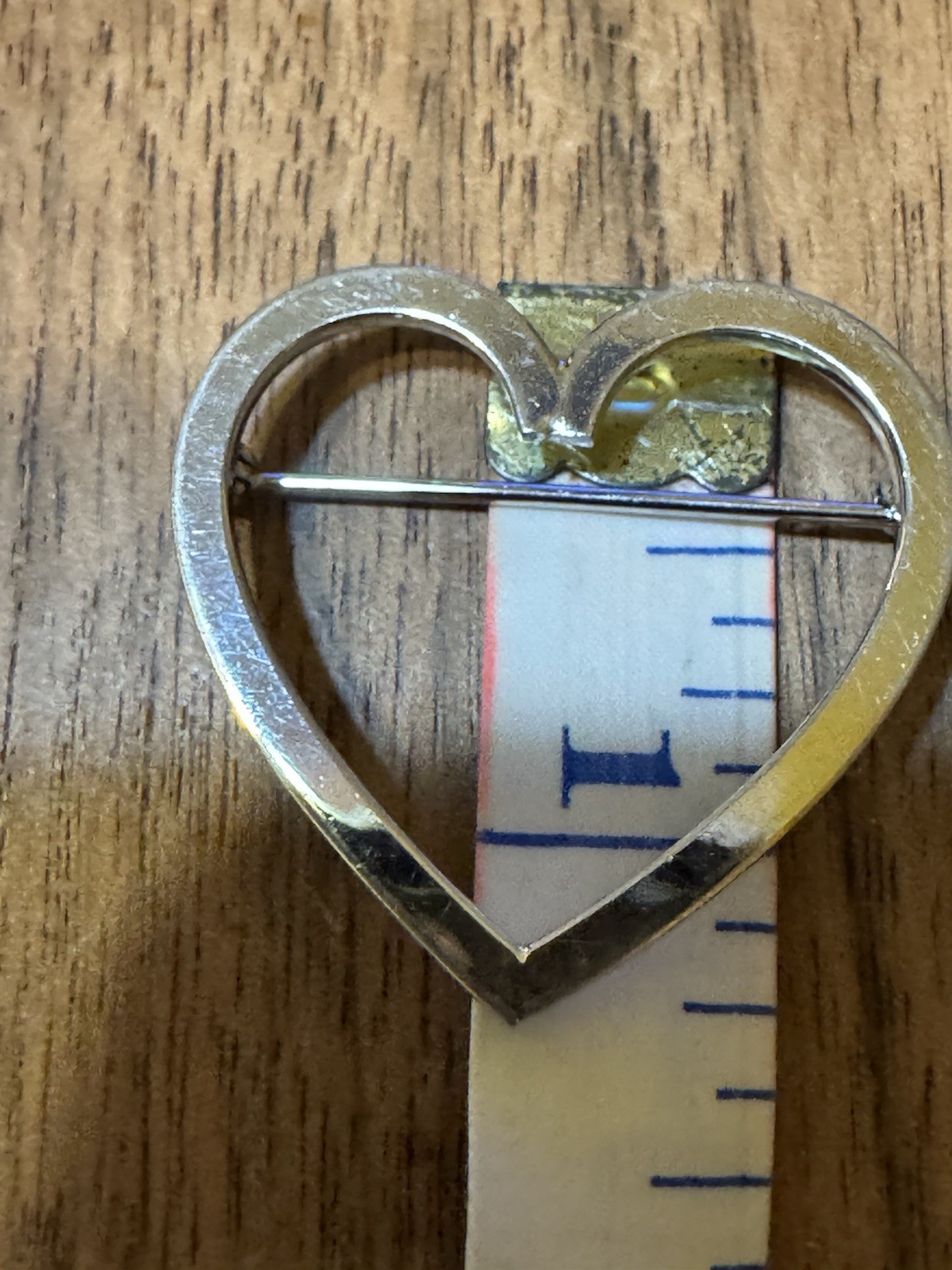 Vintage 1/20th 12K White Gold Filled 1.25” Heart Shape Pin Brooch~4 Grams