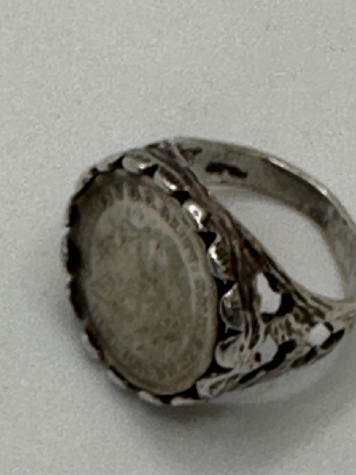 1935 Silver Three Pence Coin Ring