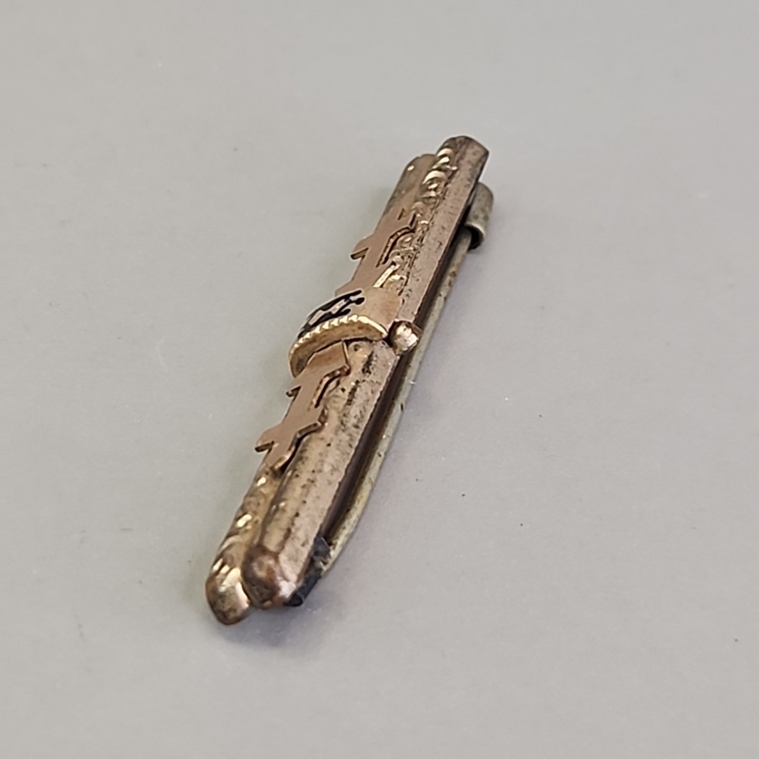 Antique Victorian Bar Brooch Etched Gold Filled Tube Hinge Edwardian 47mm
