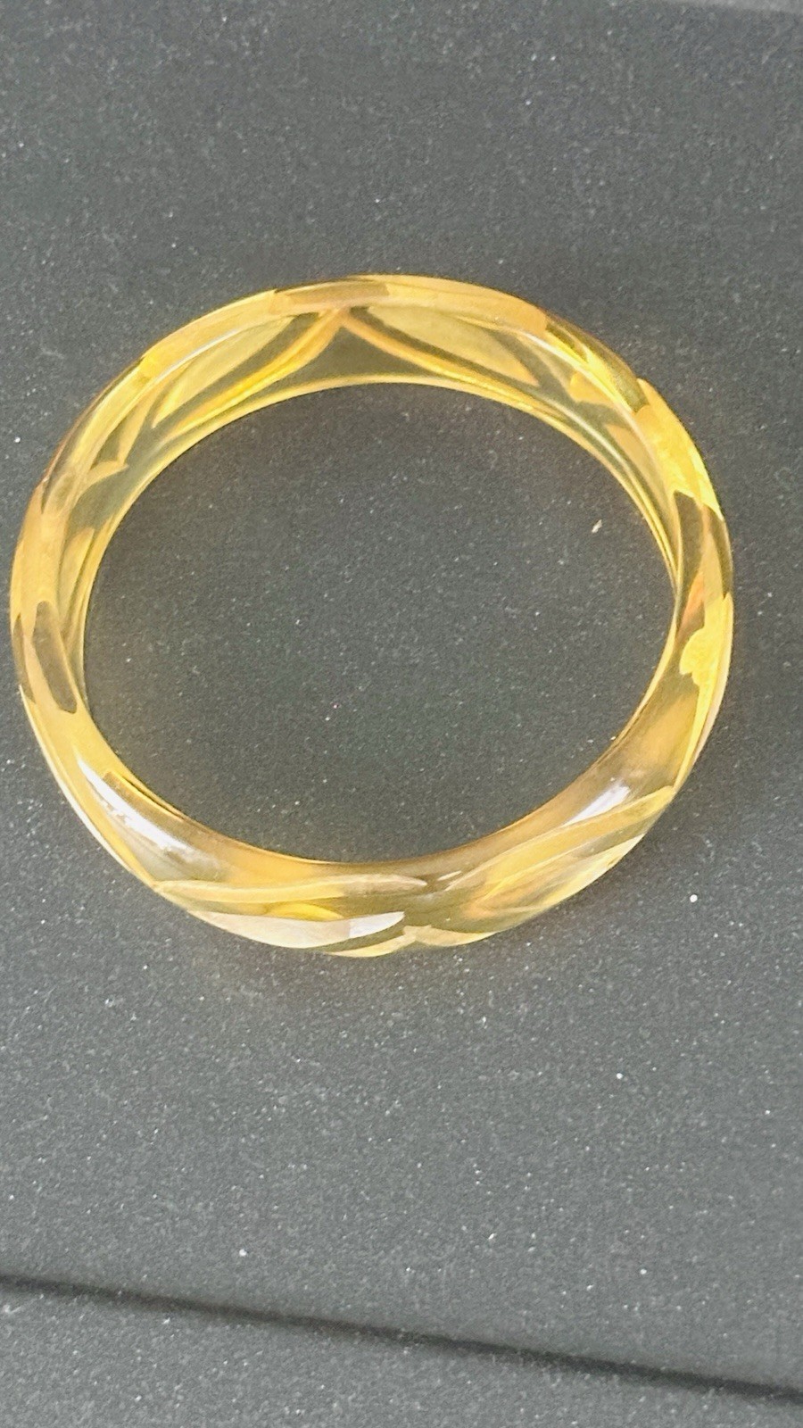 Vintage Carved “Apple Juice” Translucent Bangle Bracelet