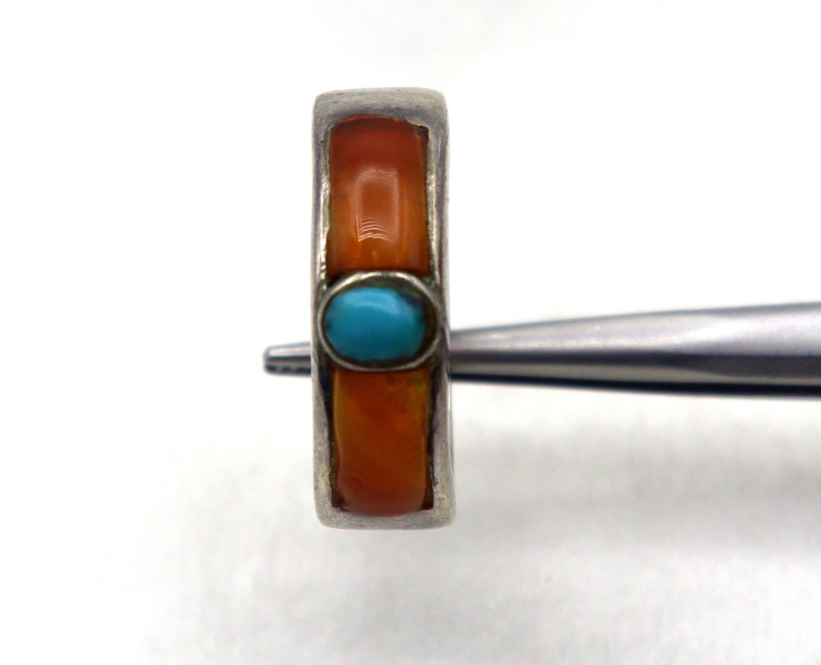 6.610 Grams 925 Sterling Silver Ring Natural Turquoise & Agate Gem US SZ 9.25