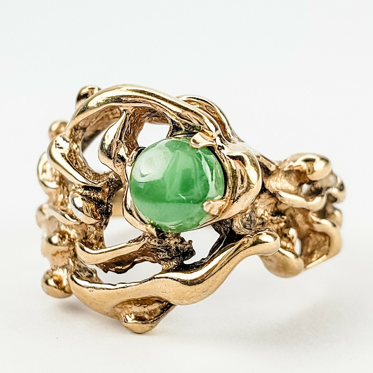 Sterling Silver with Gold Vermeil Overlay Tourmaline Stone Signed JP Size 5.5