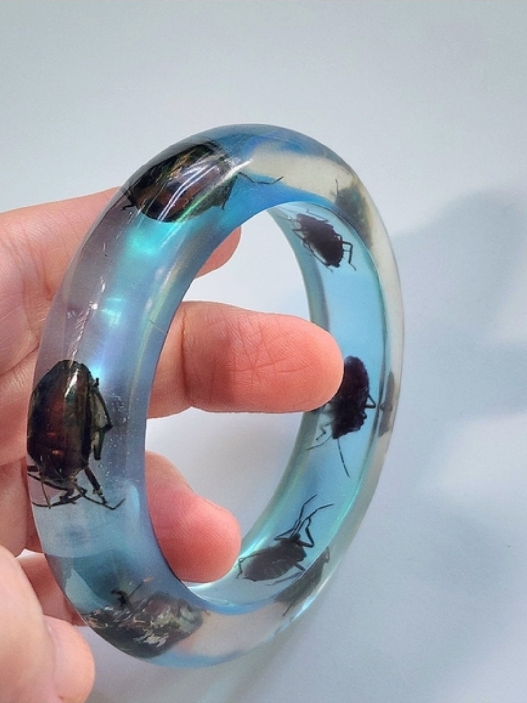 Vintage Blueberry Juice Lucite Beetle Bangle
