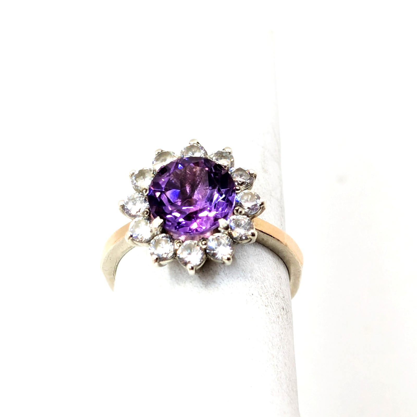 Vintage Luxury RING Silver 925 with Bright Amethyst -size: 7.5US (17.5mm) | #110
