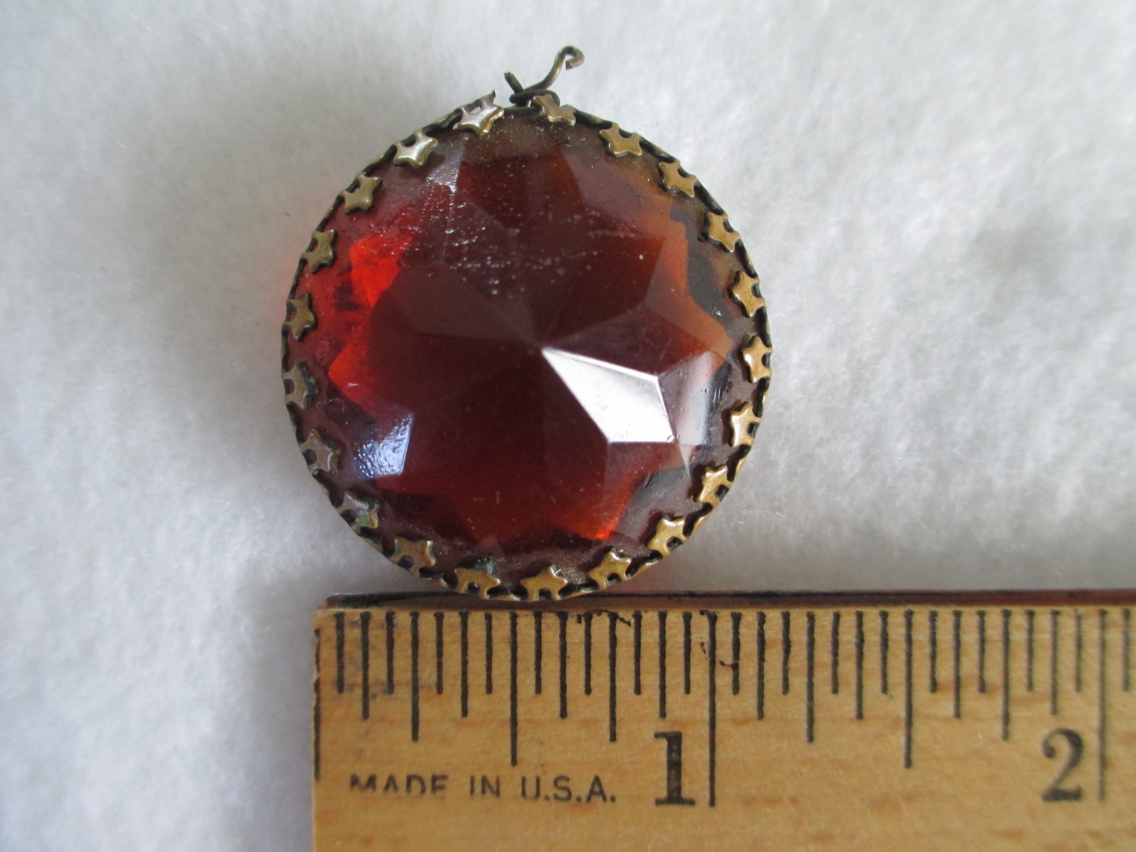 VINTAGE ANTIQUE VICTORIAN CZECH GLASS GARNET NECKLACE PENDANT PARTS OR REPAIR