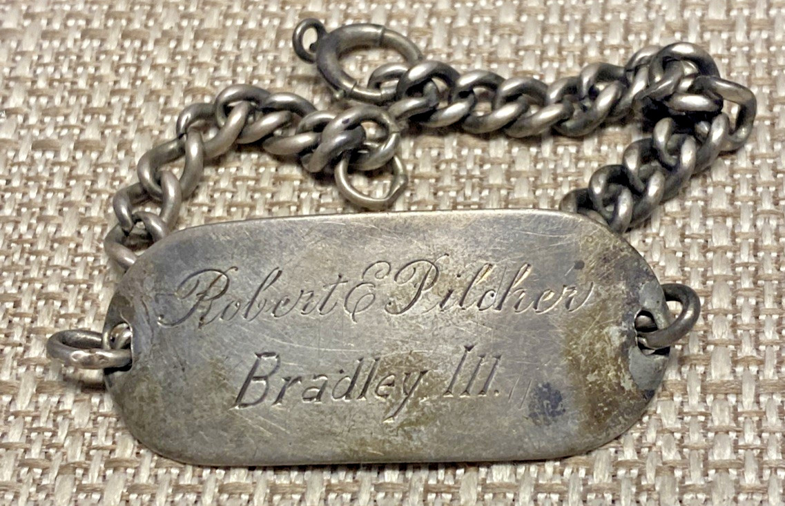 VINTAGE STERLING SILVER ID BRACELET ROBERT E PILCHER BRADLEY III 15 GRAMS
